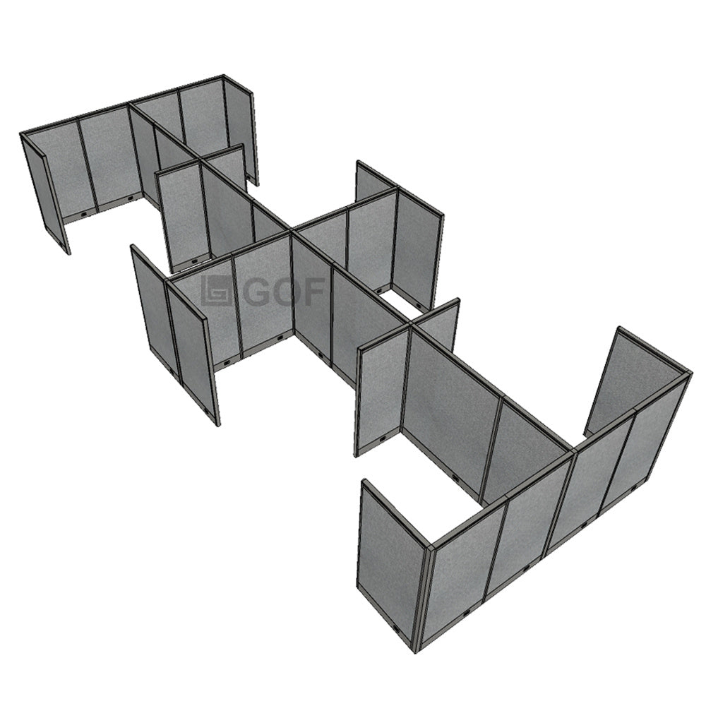 GOF Double 8 Person Separate Workstation Cubicle (11'D  X 24'W x 5'H -W) / Office Partition, Room Divider - Kainosbuy.com