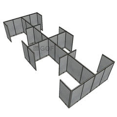 GOF Double 8 Person Separate Workstation Cubicle (10'D  X 26'W x 5'H -W) / Office Partition, Room Divider - Kainosbuy.com