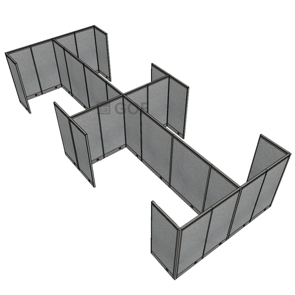 GOF Double 8 Person Workstation Cubicle (C-12'D x 24'W x 6'H) / Office Partition, Room Divider - Kainosbuy.com