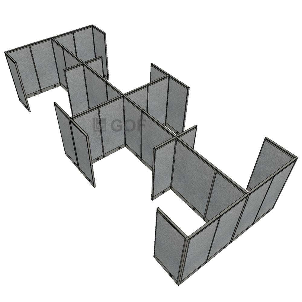 GOF Double 8 Person Separate Workstation Cubicle (11'D  x 26'W x 6'H -W) / Office Partition, Room Divider - Kainosbuy.com