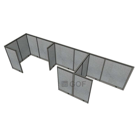 GOF 3 Person Separate Workstation Cubicle (5'D x 19.5'W x 5'H -W) / Office Partition, Room Divider - Kainosbuy.com