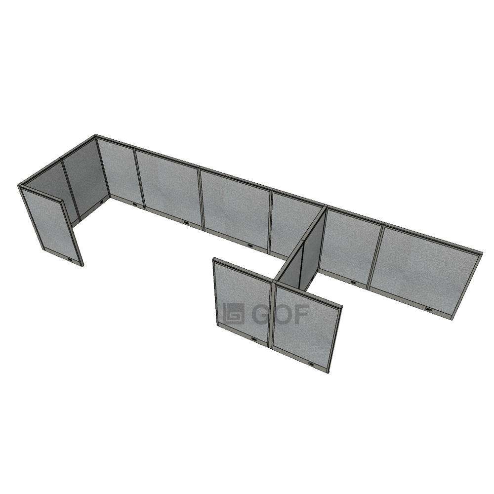 GOF 3 Person Workstation Cubicle (5'D  x 19.5'W x 4'H) / Office Partition, Room Divider - Kainosbuy.com