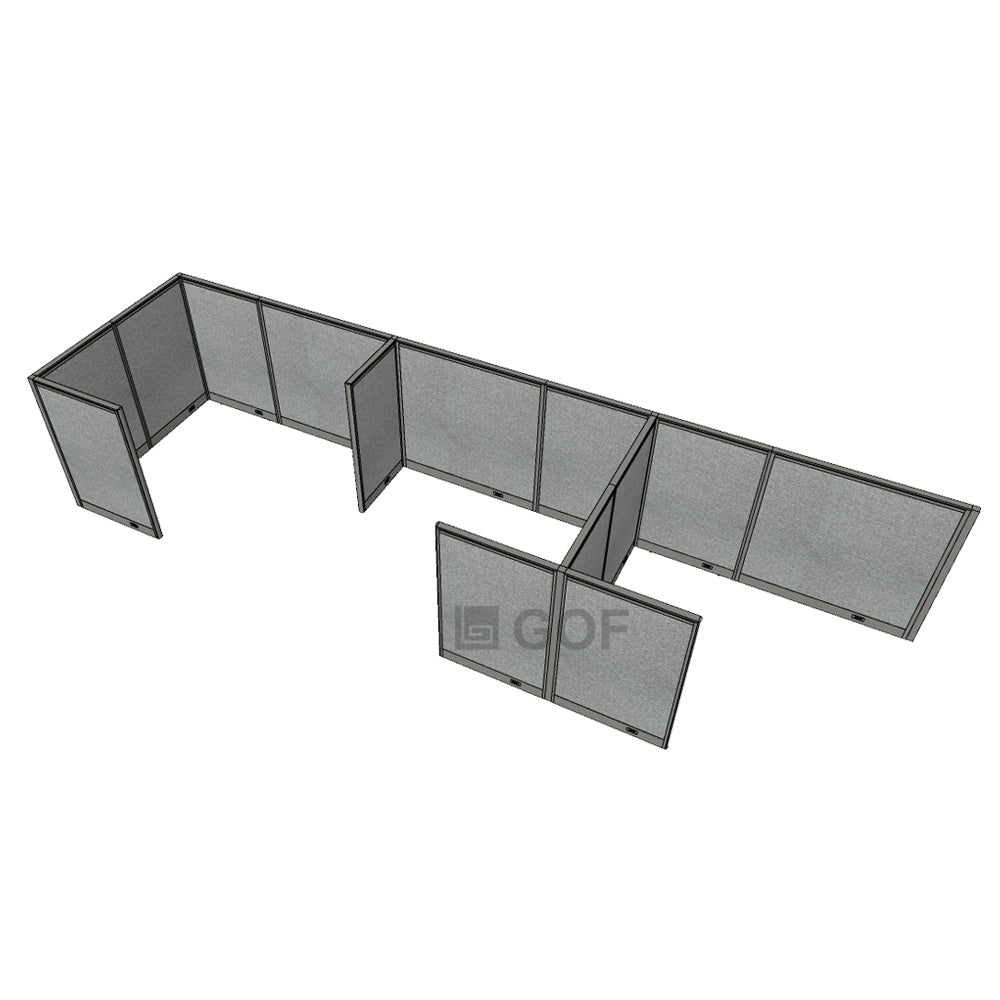 GOF 3 Person Separate Workstation Cubicle (5.5'D x 19.5'W x 4'H -W) / Office Partition, Room Divider - Kainosbuy.com