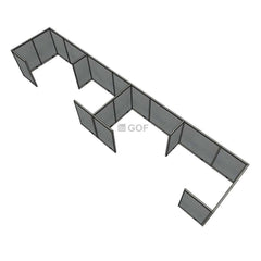GOF 4 Person Separate Workstation Cubicle (5'D x 26'W x 4'H -W) / Office Partition, Room Divider - Kainosbuy.com