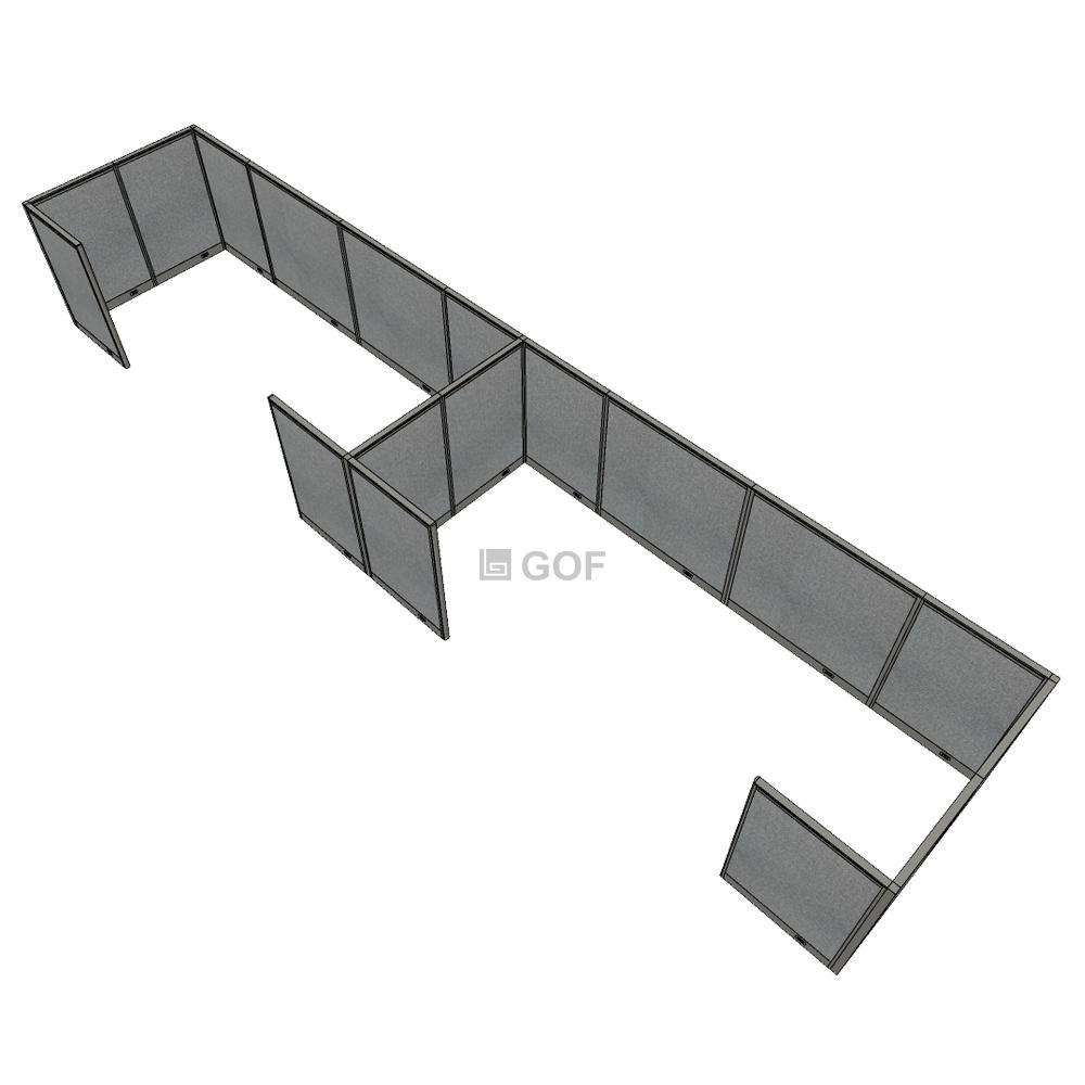 GOF 4 Person Workstation Cubicle (6'D  x 28'W x 4'H) / Office Partition, Room Divider - Kainosbuy.com