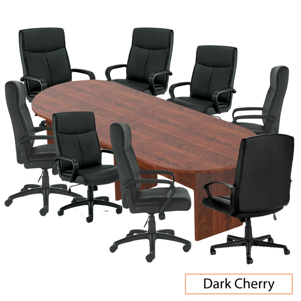 10ft. Racetrack Conference Table with<br>8 Chairs (G11782B) - Kainosbuy.com