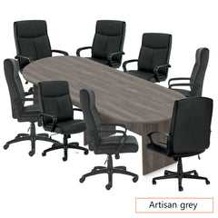 10ft. Racetrack Conference Table with<br>8 Chairs (G11782B) - Kainosbuy.com