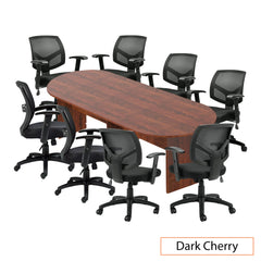 10ft. Racetrack Conference Table with<br>8 Chairs (G11514B) - Kainosbuy.com