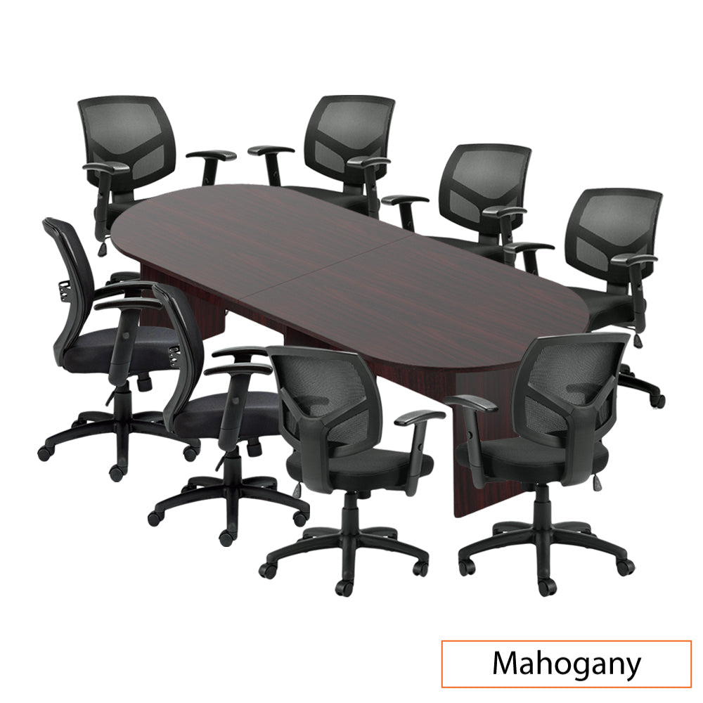 10ft. Racetrack Conference Table with<br>8 Chairs (G11514B) - Kainosbuy.com