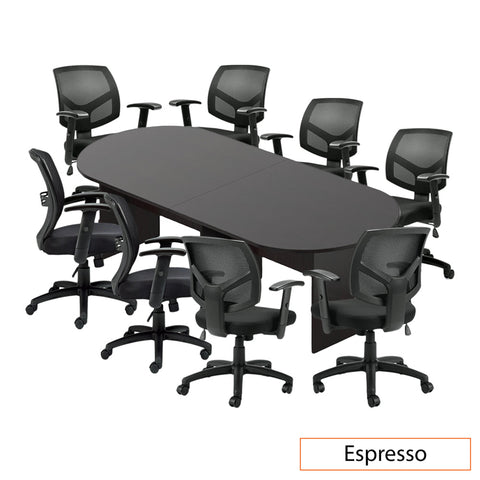 10ft. Racetrack Conference Table with<br>8 Chairs (G11514B) - Kainosbuy.com