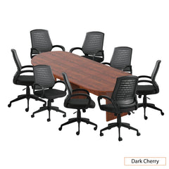 10ft. Racetrack Conference Table with<br>8 Chairs(G10902B) - Kainosbuy.com