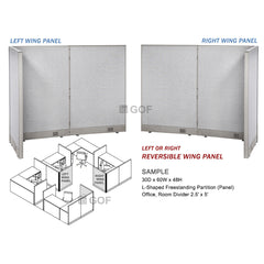GOF 96"D x 126"W x 48”/60”/72”H, L-Shaped Freestanding Fabric Partition Package