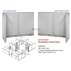 GOF 84"D x 108"W x 48”/60”/72”H, L-Shaped Freestanding Fabric Partition Package