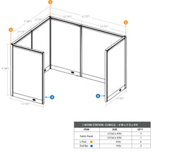 GOF 1 Person Workstation Cubicle (5'D x 6'W x 4'H) / Office Partition, Room Divider - Kainosbuy.com