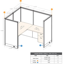 GOF 1 Person Workstation Cubicle (5'D x 6'W x 5'H) / Office Partition, Room Divider - Kainosbuy.com