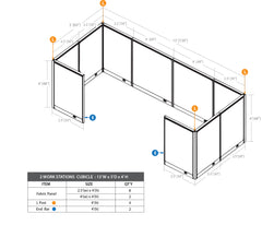 GOF 2 Person Workstation Cubicle (5'D  x 13'W x 4'H) / Office Partition, Room Divider - Kainosbuy.com