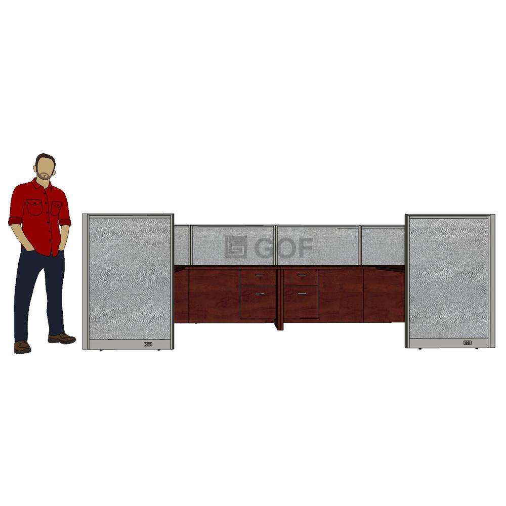 GOF 2 Person Workstation Cubicle (5'D  x 13'W x 4'H) / Office Partition, Room Divider - Kainosbuy.com