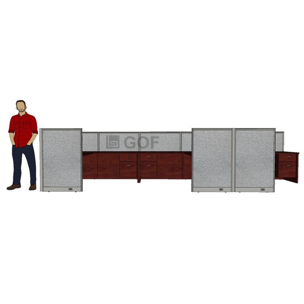 GOF Double 6 Person Workstation Cubicle (11'D x 19.5'W x 4'H) / Office Partition, Room Divider - Kainosbuy.com