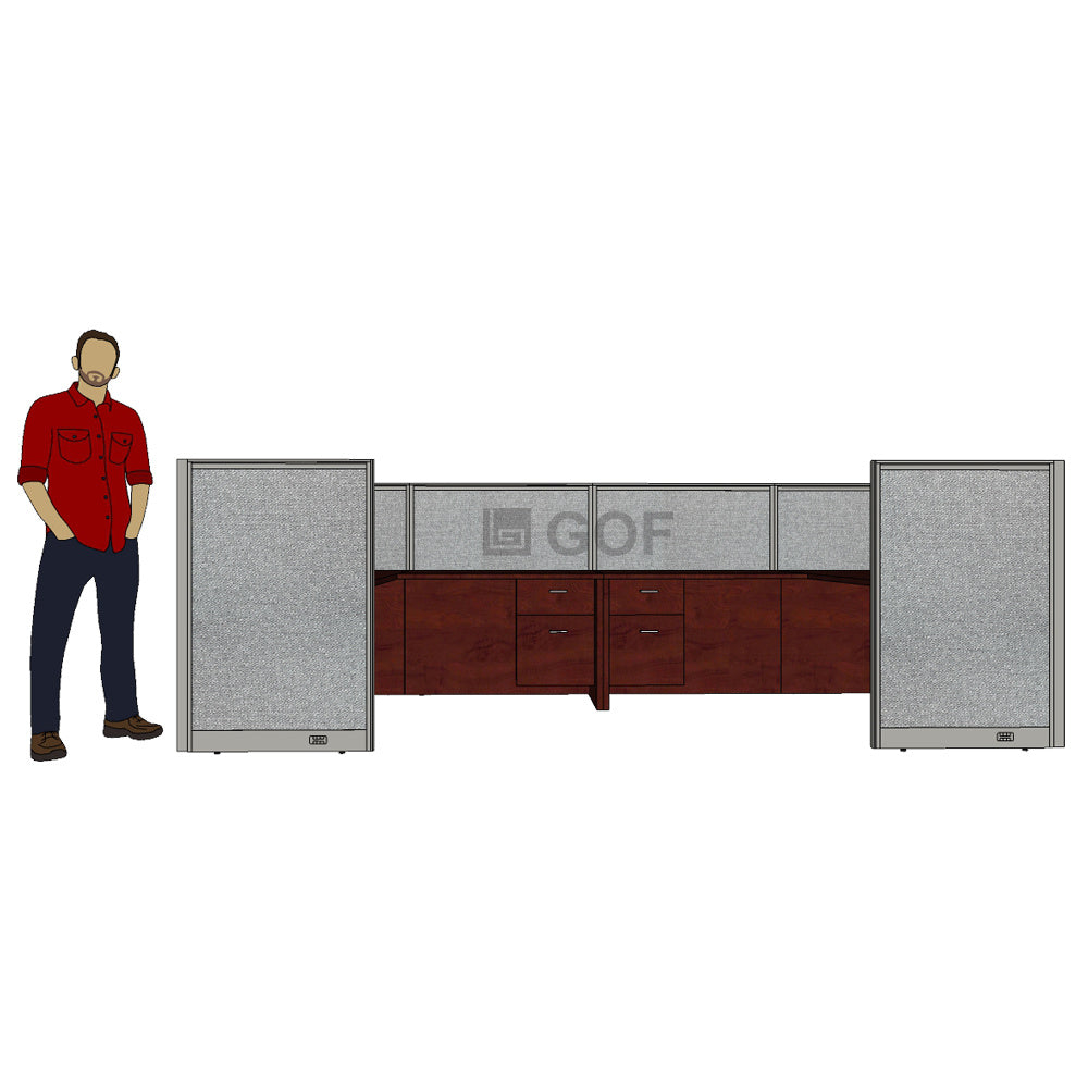 GOF 2 Person Workstation Cubicle (6'D x 14'W x 4'H) / Office Partition, Room Divider - Kainosbuy.com