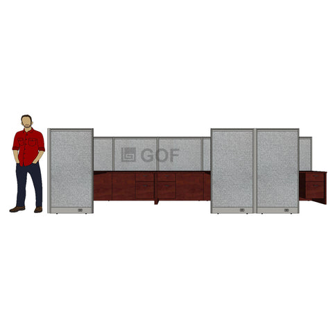 GOF Double 6 Person Workstation Cubicle (12'D x 18'W x 5'H) / Office Partition, Room Divider - Kainosbuy.com