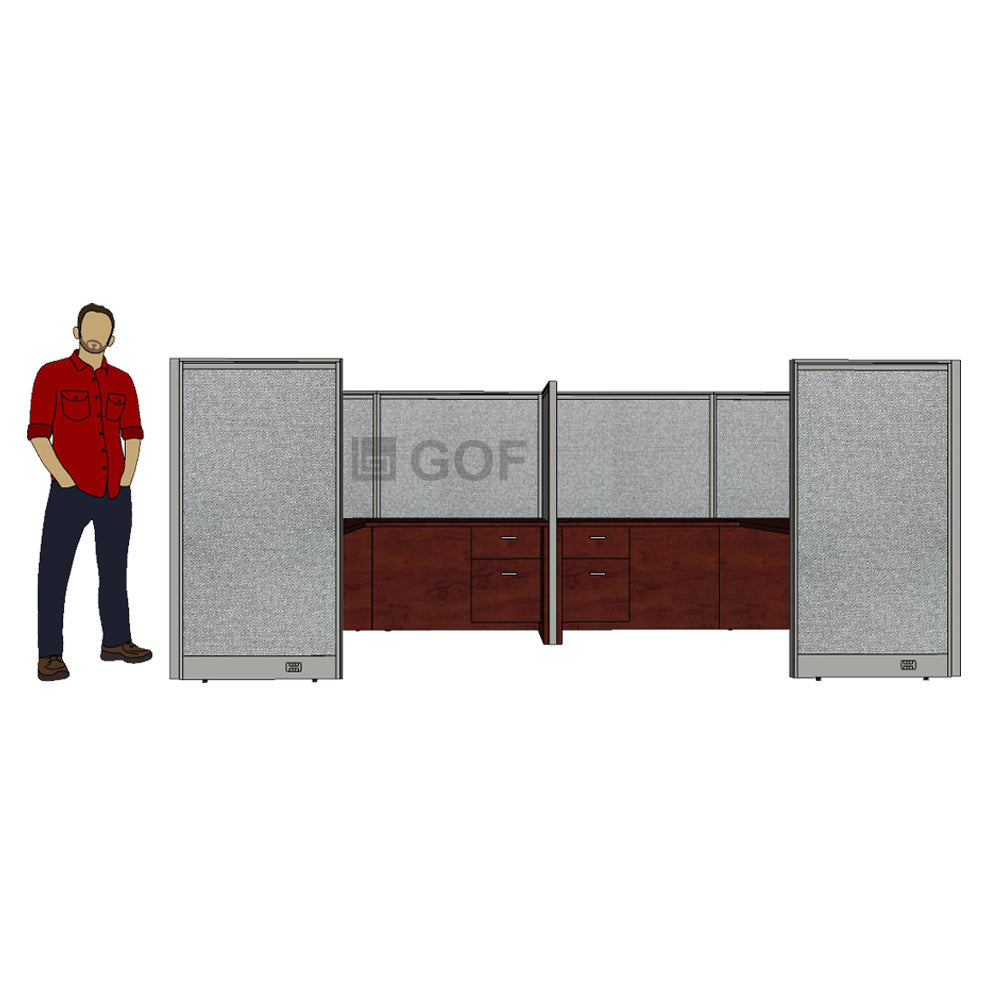 GOF 2 Person Separate Workstation Cubicle (6'D  x 14'W x 5'H -W) / Office Partition, Room Divider - Kainosbuy.com