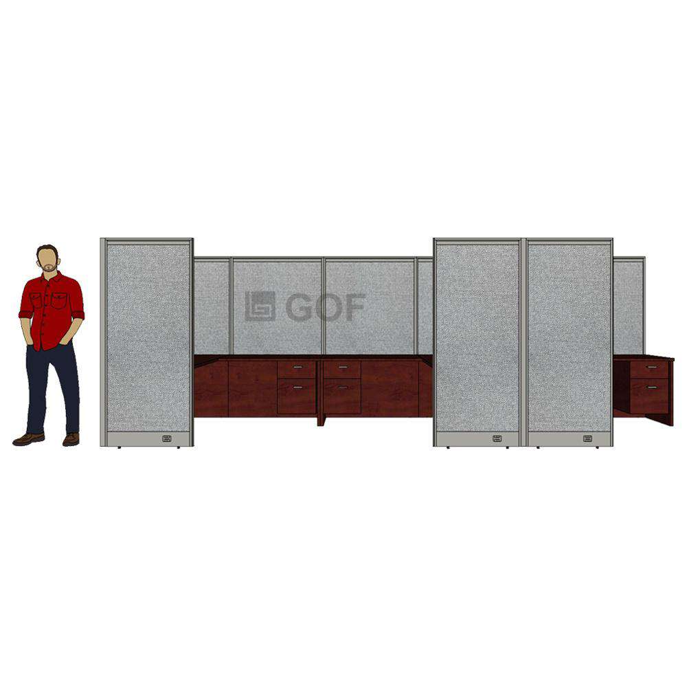 GOF Double 6 Person Workstation Cubicle (C-12'D x 18'W x 6'H) / Office Partition, Room Divider - Kainosbuy.com