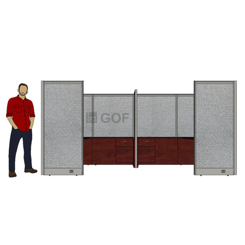 GOF 2 Person Separate Workstation Cubicle (6'D  x 14'W x 6'H -W) / Office Partition, Room Divider - Kainosbuy.com
