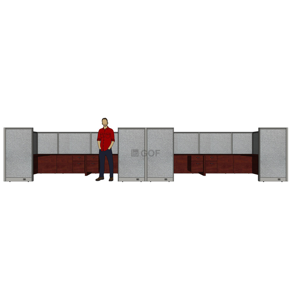 GOF Double 8 Person Workstation Cubicle (12'D x 24'W x 5'H) / Office Partition, Room Divider - Kainosbuy.com