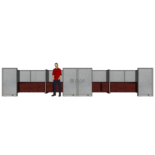 GOF Double 8 Person Separate Workstation Cubicle (C-12'D  x 24'W x 5'H -W) / Office Partition, Room Divider - Kainosbuy.com