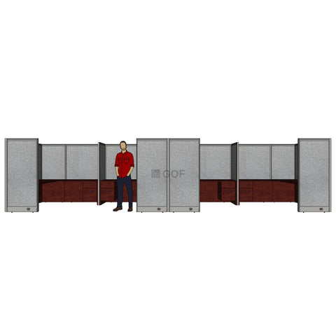 GOF Double 8 Person Separate Workstation Cubicle (10'D  x 24'W x 6'H -W) / Office Partition, Room Divider - Kainosbuy.com