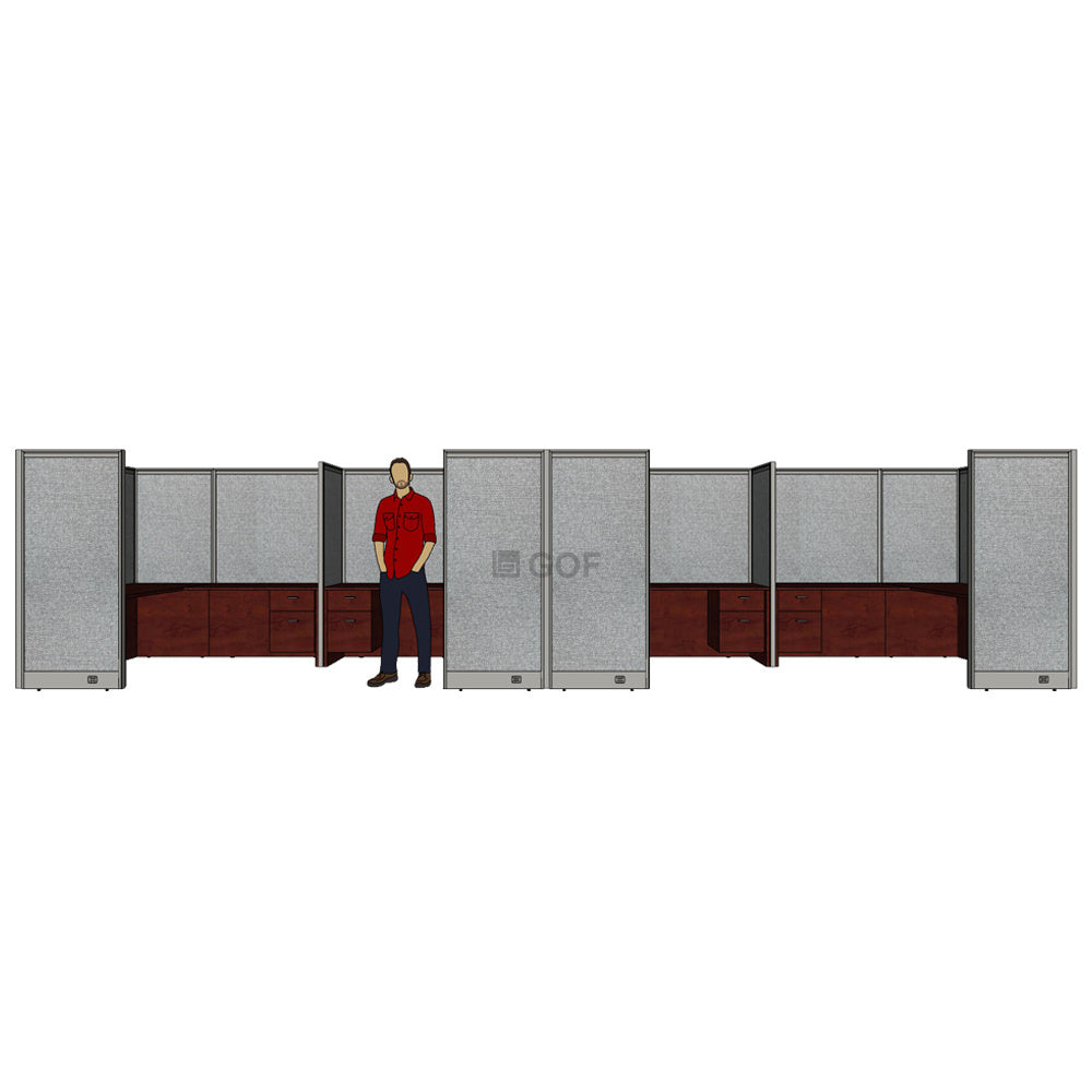 GOF Double 8 Person Separate Workstation Cubicle (11'D  x 26'W x 6'H -W) / Office Partition, Room Divider - Kainosbuy.com