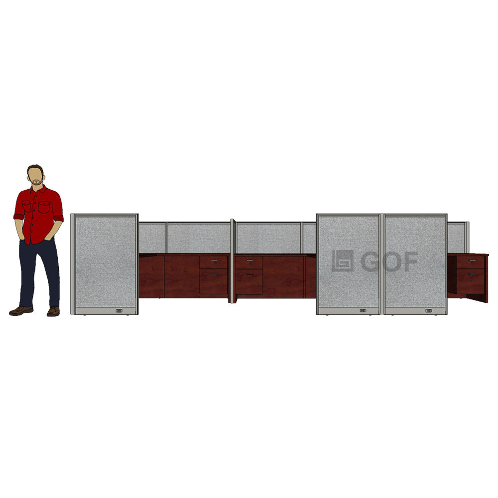 GOF 3 Person Separate Workstation Cubicle (C-6'D x 18'W x 4'H -W) / Office Partition, Room Divider - Kainosbuy.com