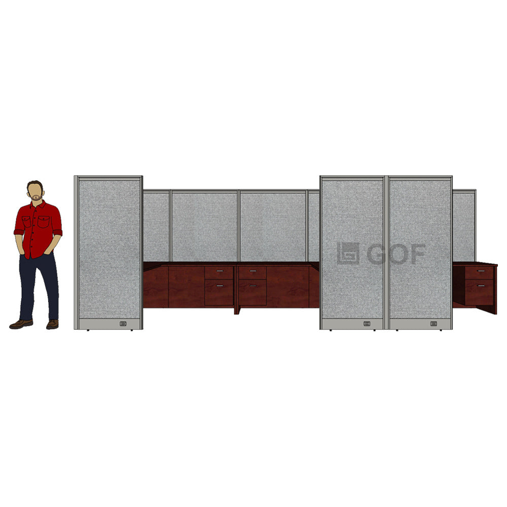 GOF 3 Person Workstation Cubicle (5'D x18'W x 6'H) / Office Partition, Room Divider - Kainosbuy.com