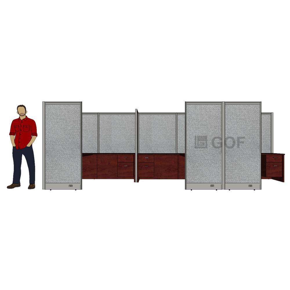 GOF 3 Person Separate Workstation Cubicle (5'D x 19.5'W x 6'H -W) / Office Partition, Room Divider - Kainosbuy.com