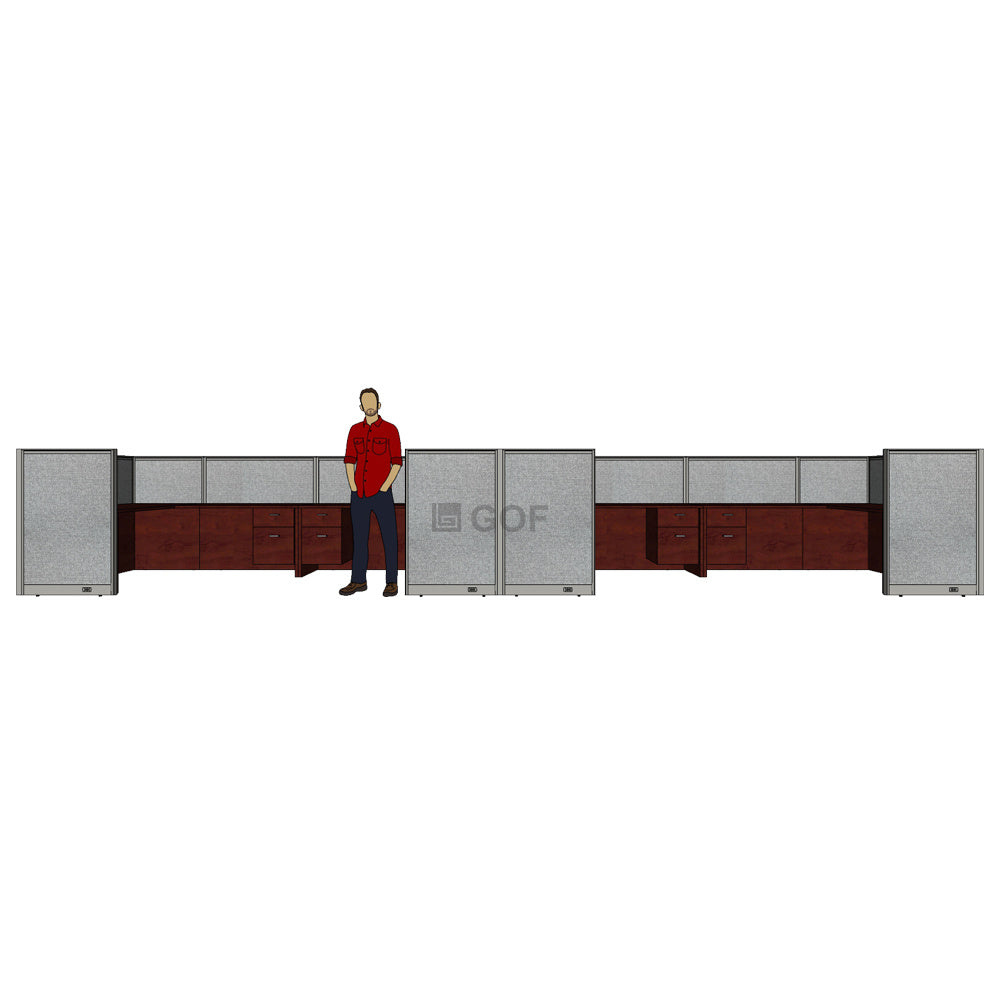 GOF 4 Person Workstation Cubicle (5.5'D  x 26'W x 4'H) / Office Partition, Room Divider - Kainosbuy.com