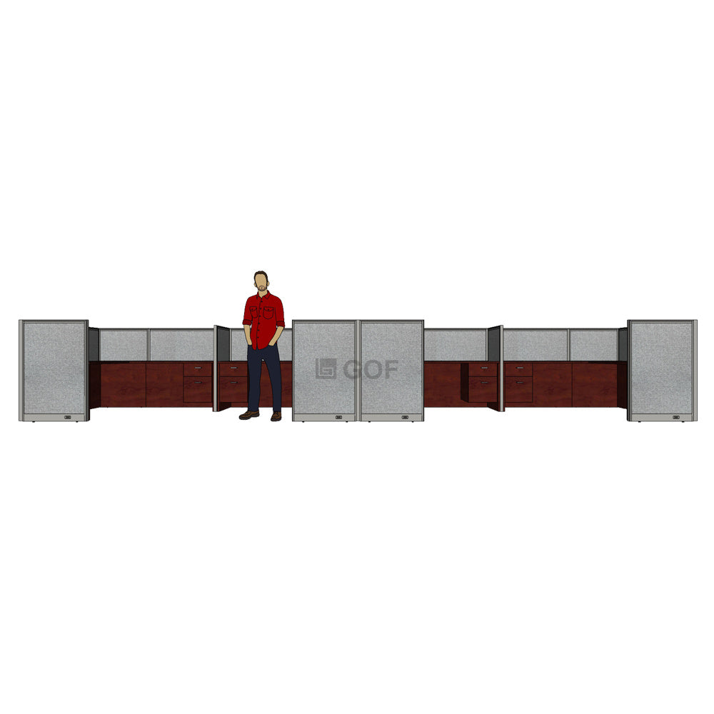 GOF 4 Person Separate Workstation Cubicle (5'D x 24'W x 4'H -W) / Office Partition, Room Divider - Kainosbuy.com