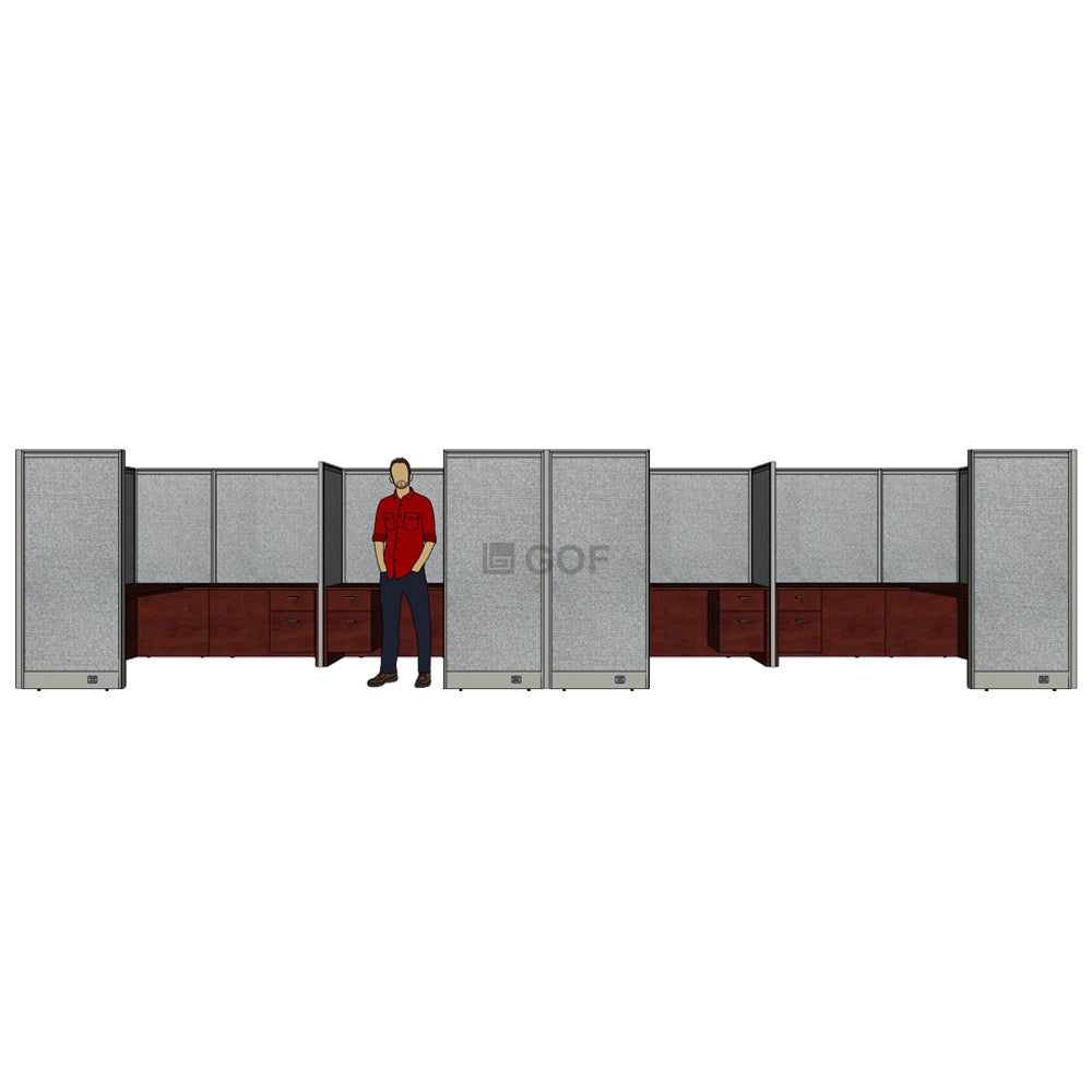 GOF 4 Person Separate Workstation Cubicle (5'D x 24'W x 6'H -W) / Office Partition, Room Divider - Kainosbuy.com