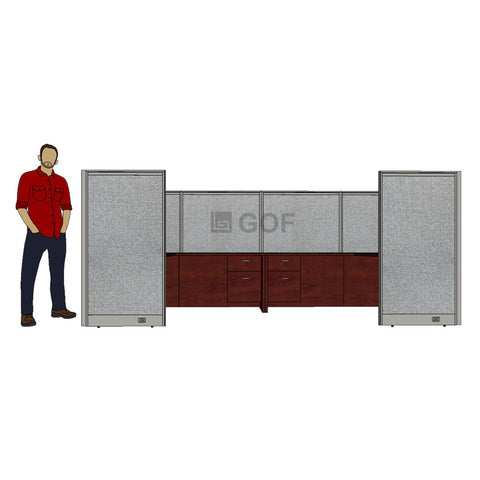 GOF Double 4 Person Workstation Cubicle (11'D x 12'W x 5'H) / Office Partition, Room Divider - Kainosbuy.com