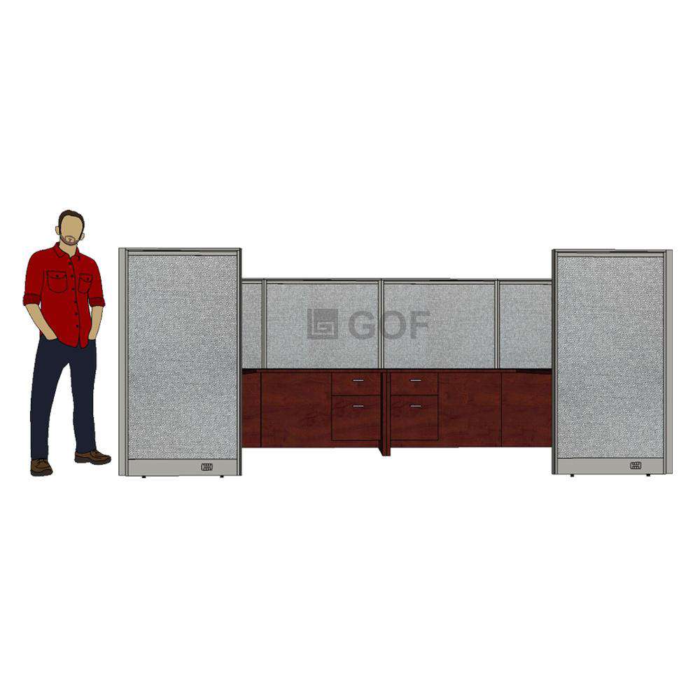 GOF Double 4 Person Separate Workstation Cubicle (12'D x 14'W x 5'H-W) / Office Partition, Room Divider - Kainosbuy.com