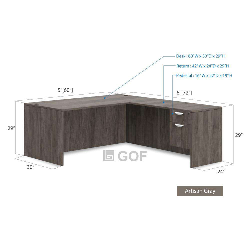 GOF 4 Person Workstation Cubicle (5'D  x 24'W x 5'H) / Office Partition, Room Divider - Kainosbuy.com
