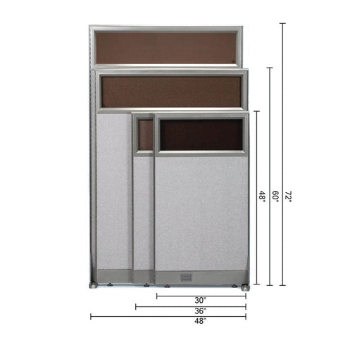 GOF Partial Glass Panel Office Partition<br>48w x 48h - Kainosbuy.com