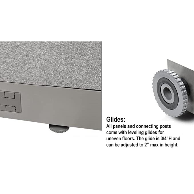 Glides: All panels and connecting posts come with leveling glides for uneven floors.