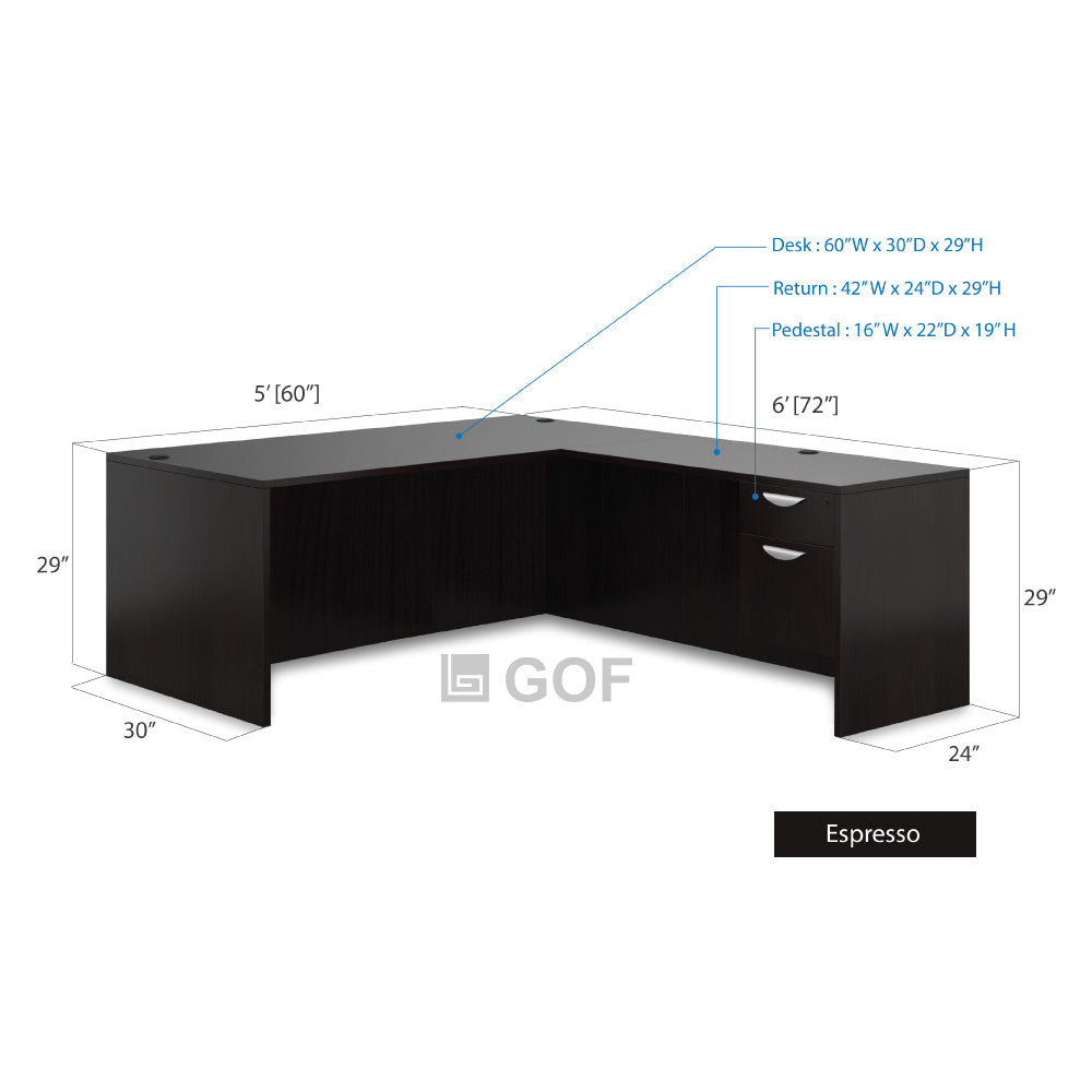 GOF 4 Person Workstation Cubicle (5'D  x 24'W x 4'H) / Office Partition, Room Divider - Kainosbuy.com