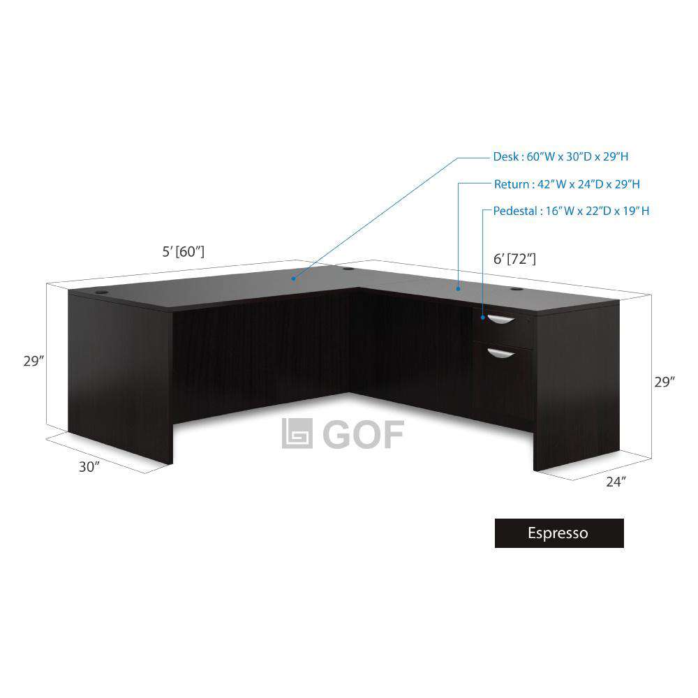 GOF 4 Person Separate Workstation Cubicle (5'D x 24'W x 5'H -W) / Office Partition, Room Divider - Kainosbuy.com