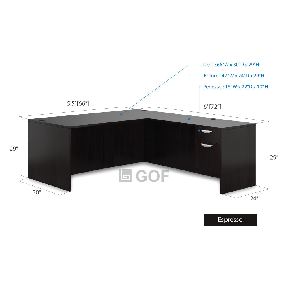 GOF 4 Person Workstation Cubicle (5.5'D  x 24'W x 4'H) / Office Partition, Room Divider - Kainosbuy.com