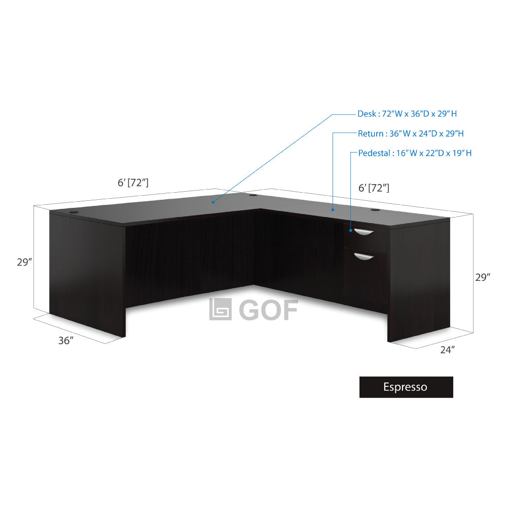 GOF 4 Person Separate Workstation Cubicle (6'D x 24'W x 6'H -W) / Office Partition, Room Divider - Kainosbuy.com