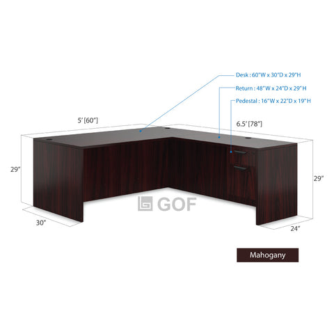 GOF 4 Person Workstation Cubicle (5'D  x 26'W x 4'H) / Office Partition, Room Divider - Kainosbuy.com