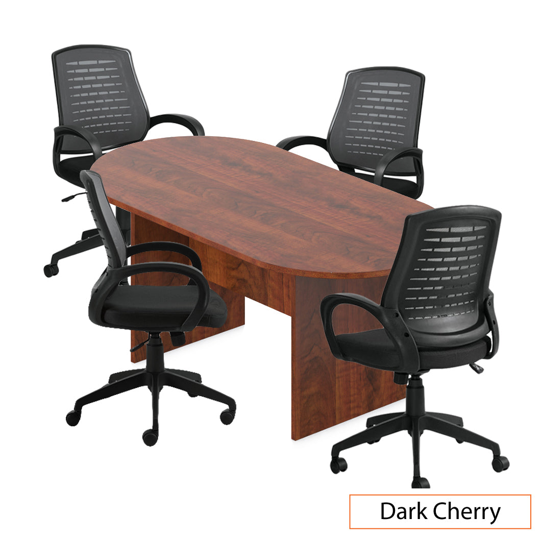 6ft. Racetrack Conference Table with<br>4 Chairs(G10902B) - Kainosbuy.com