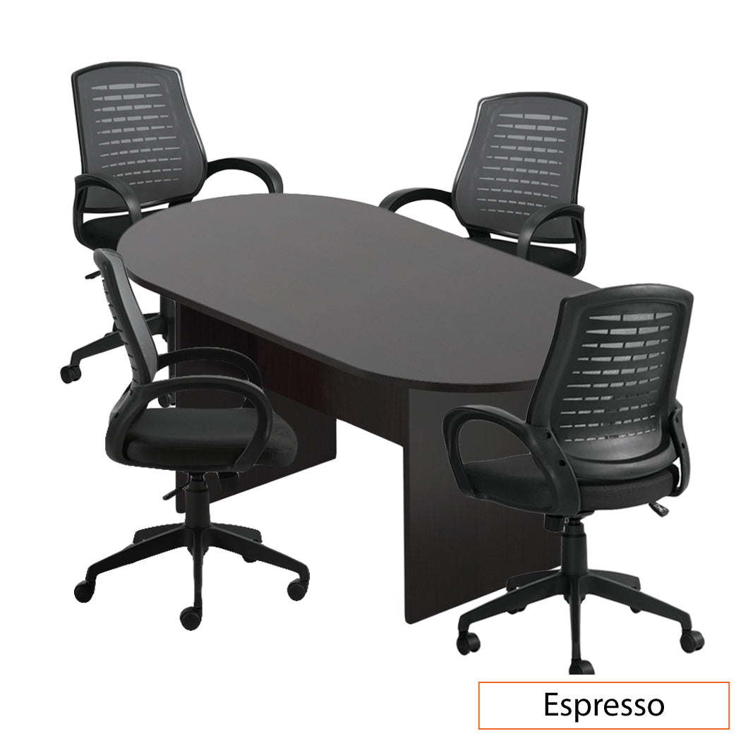 6ft. Racetrack Conference Table with<br>4 Chairs(G10902B) - Kainosbuy.com