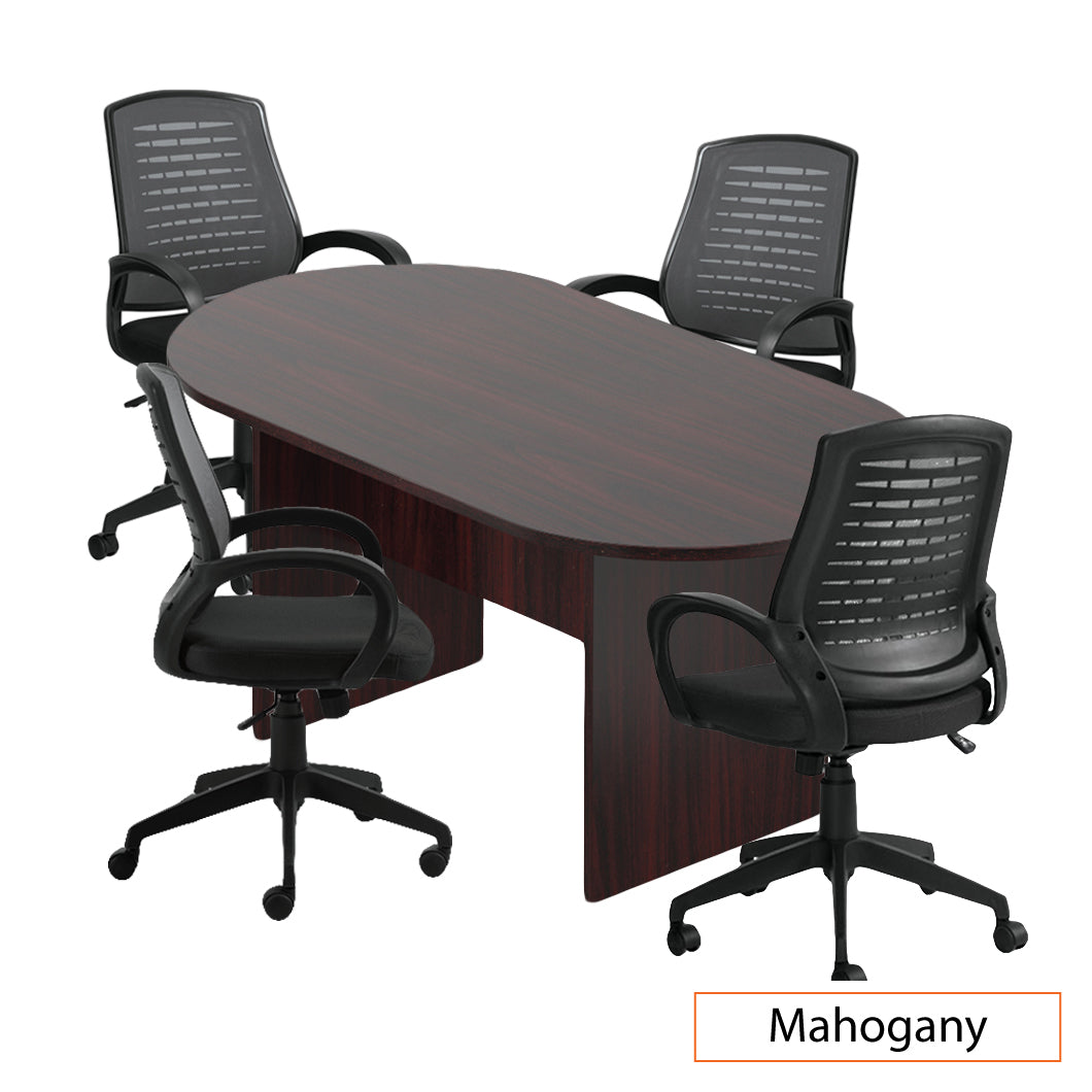 6ft. Racetrack Conference Table with<br>4 Chairs(G10902B) - Kainosbuy.com